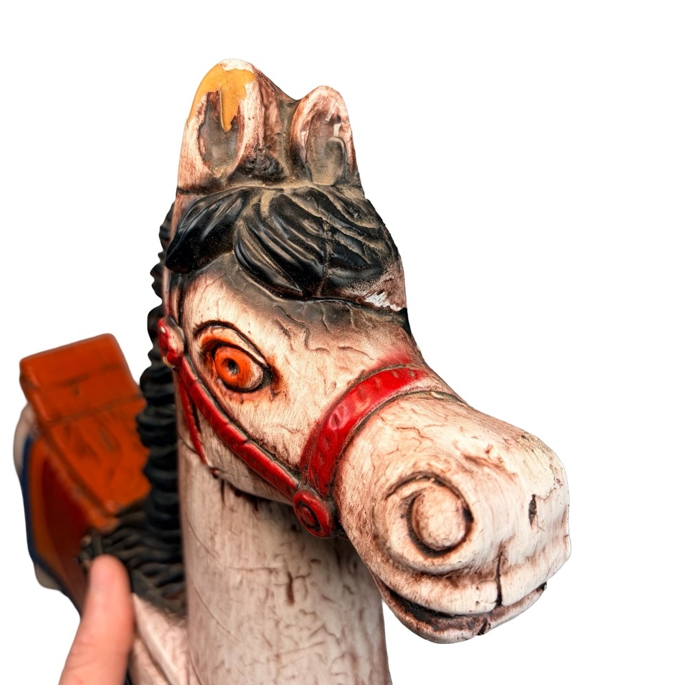 VTG Haunted Carousel Horse Wall Art - Spooky Dark Carnival Decor Eerie Folk Art - Picture 6 of 11